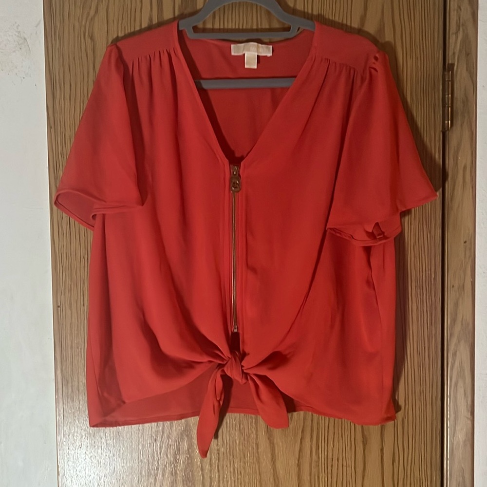 Michael Kors chiffon shirt ties at the bottom